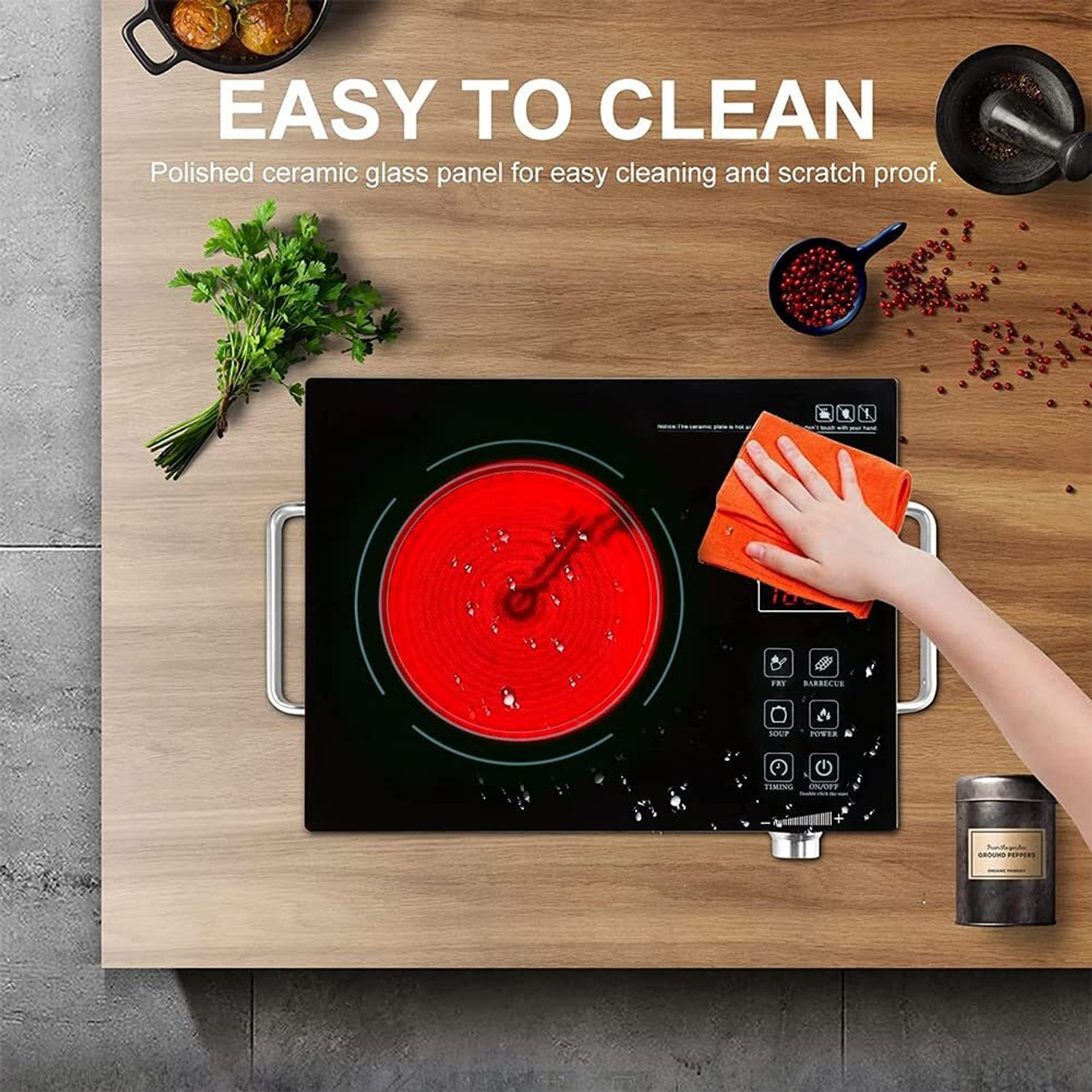 Image of DRUMSTONE 2200 W Infrared Cooktop Touch Panel