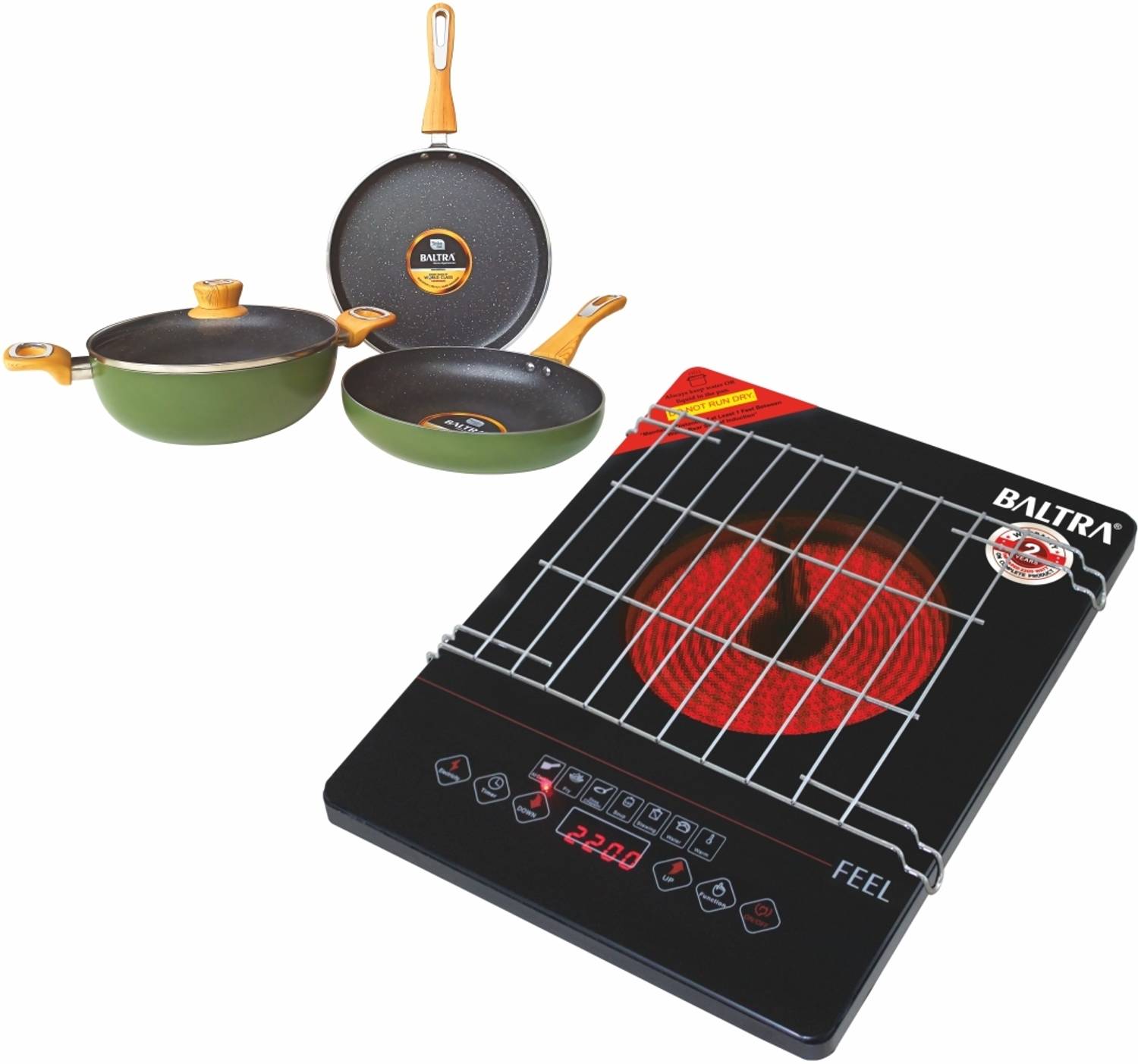 Baltra 2200 W Radiant Cooktop Touch Panel (Green, Black, BIC-114+