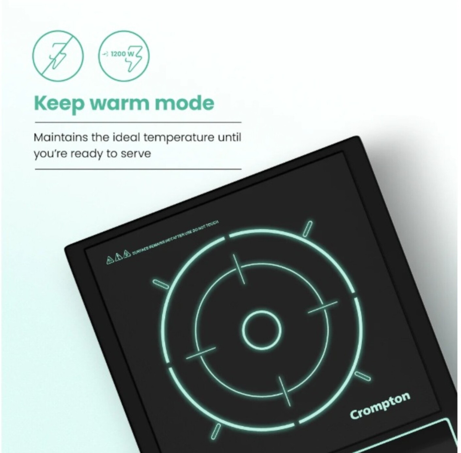 Image of Crompton 1200 W Induction Cooktop Push Button