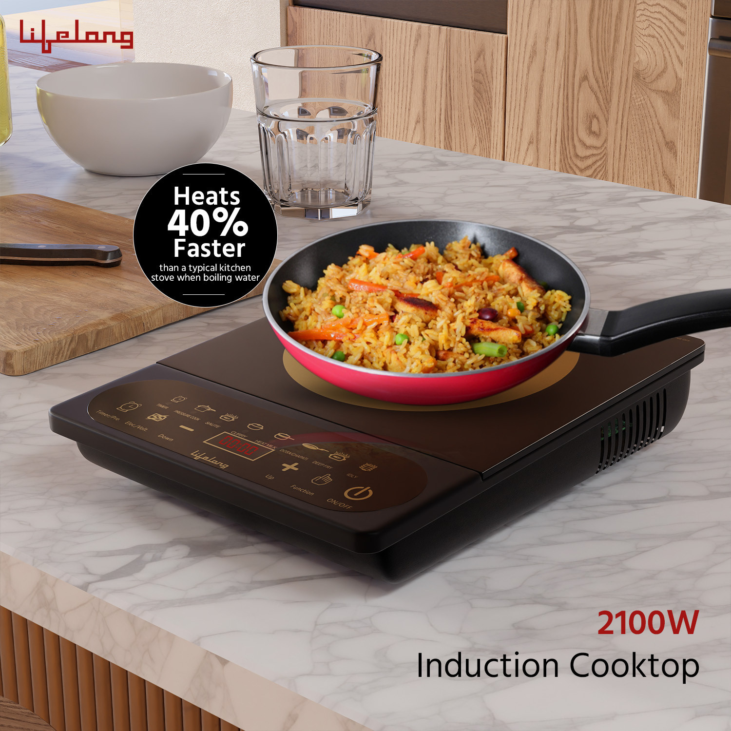 Image of Lifelong 2100 W Induction Cooktop Touch Panel