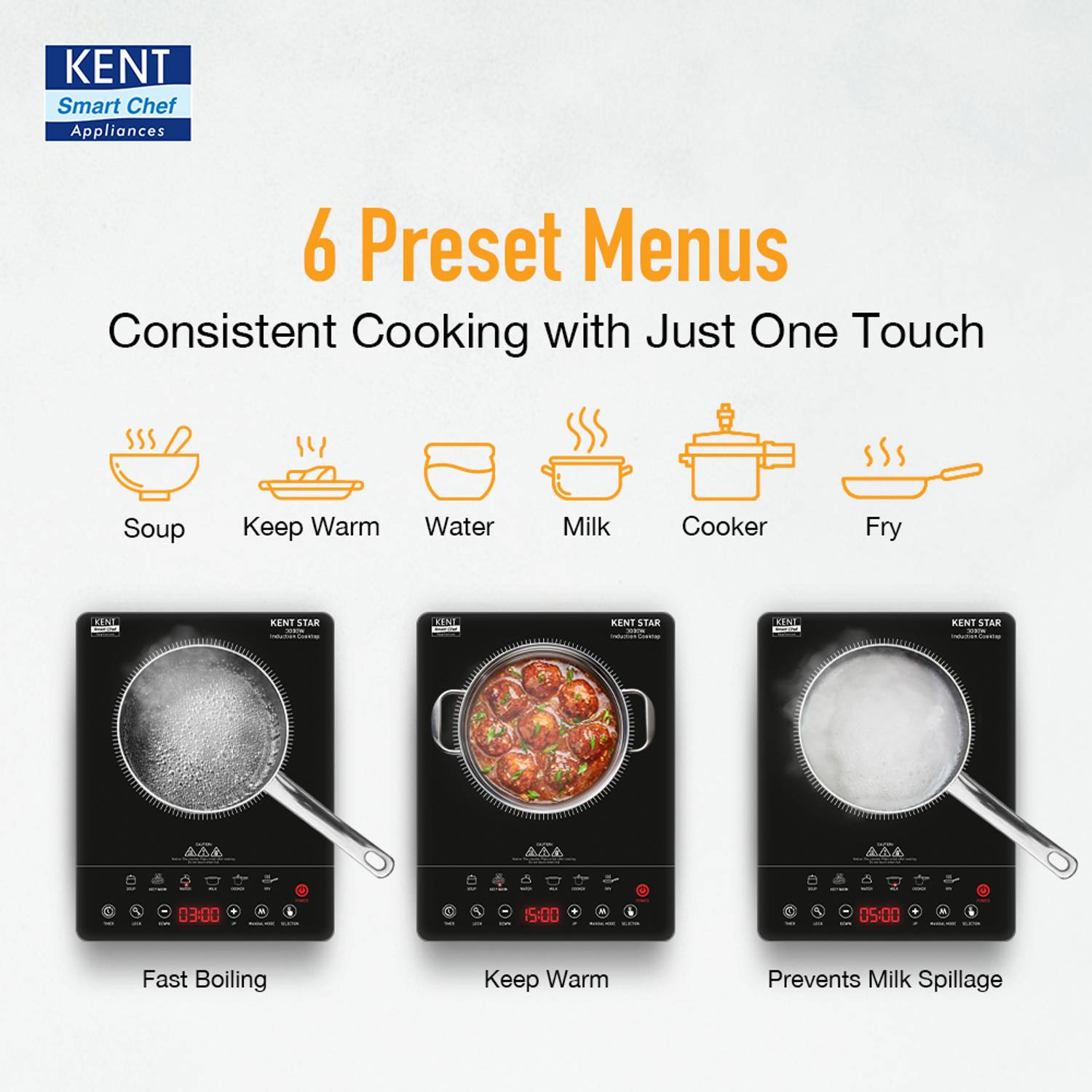KENT 3000W Induction Cooktop Black - Image 3