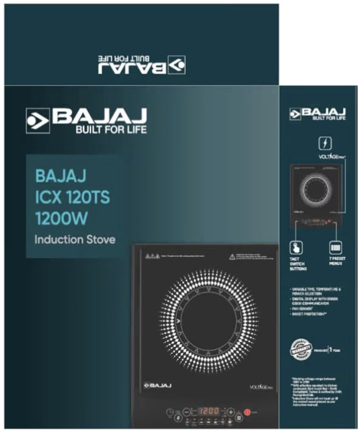 Image of BAJAJ 1200 W Induction Cooktop Push Button