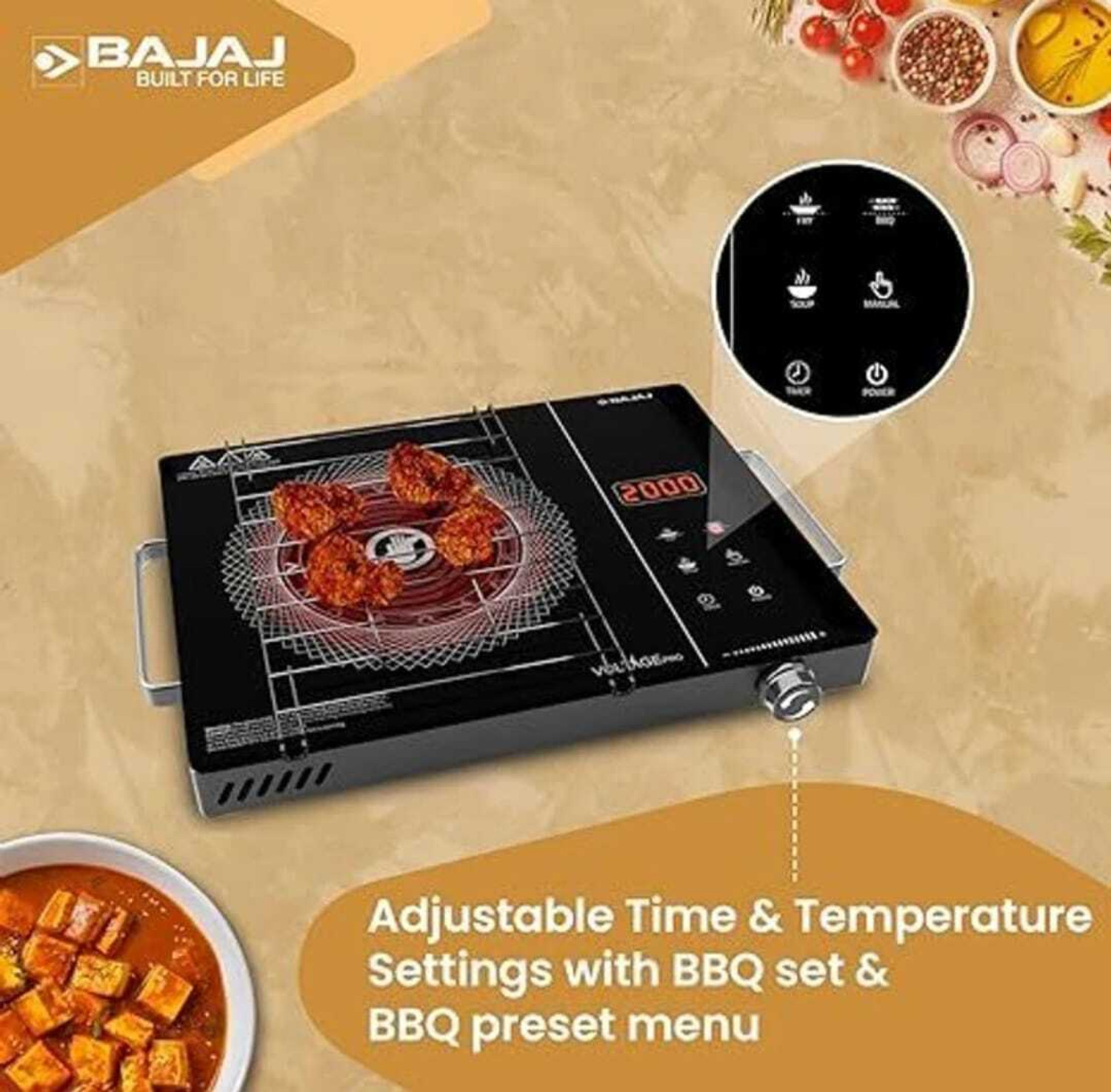 Image of BAJAJ 2200 W Infrared Cooktop Touch Panel