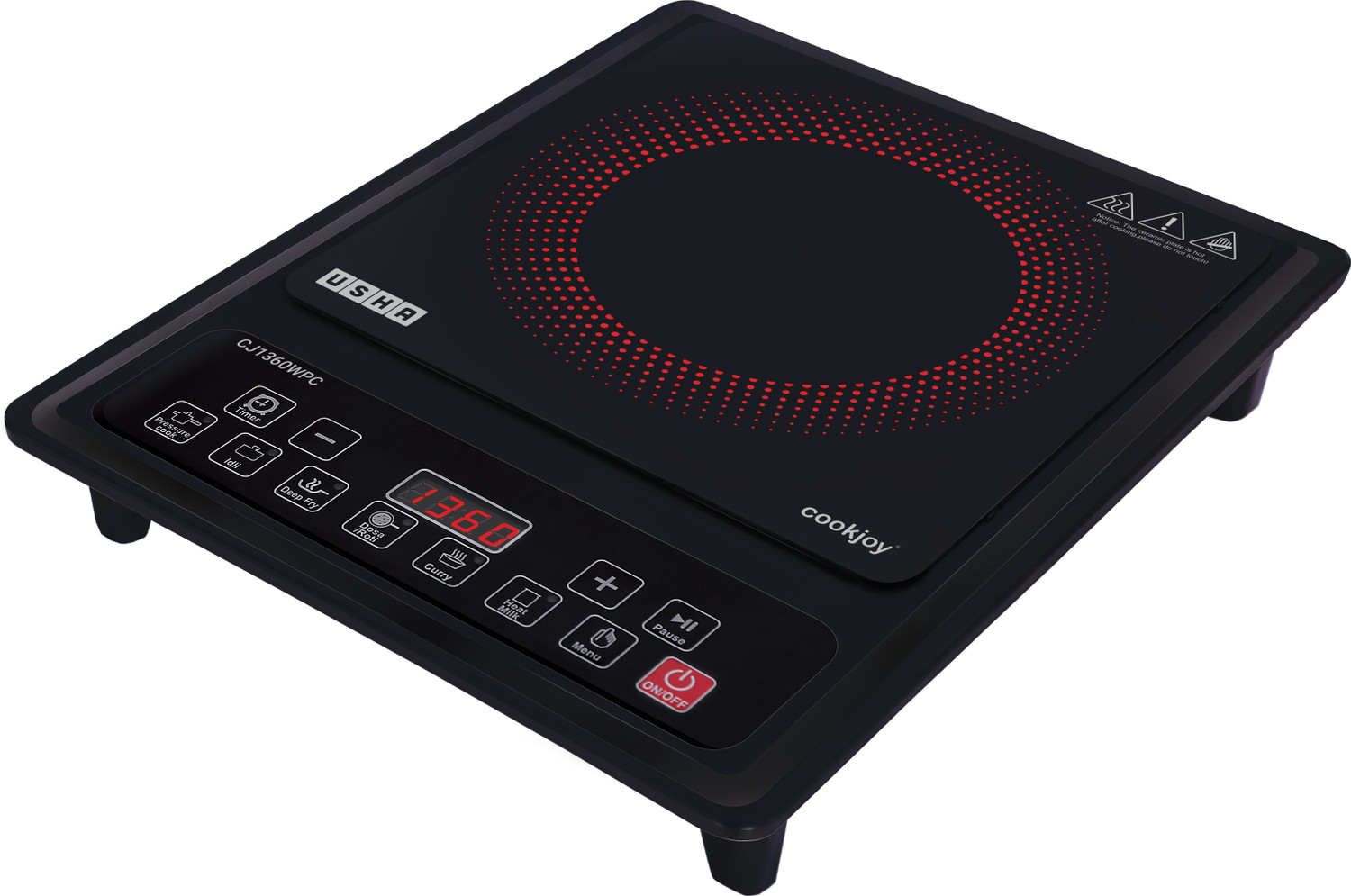 Image of USHA 1360 W Induction Cooktop Push Button