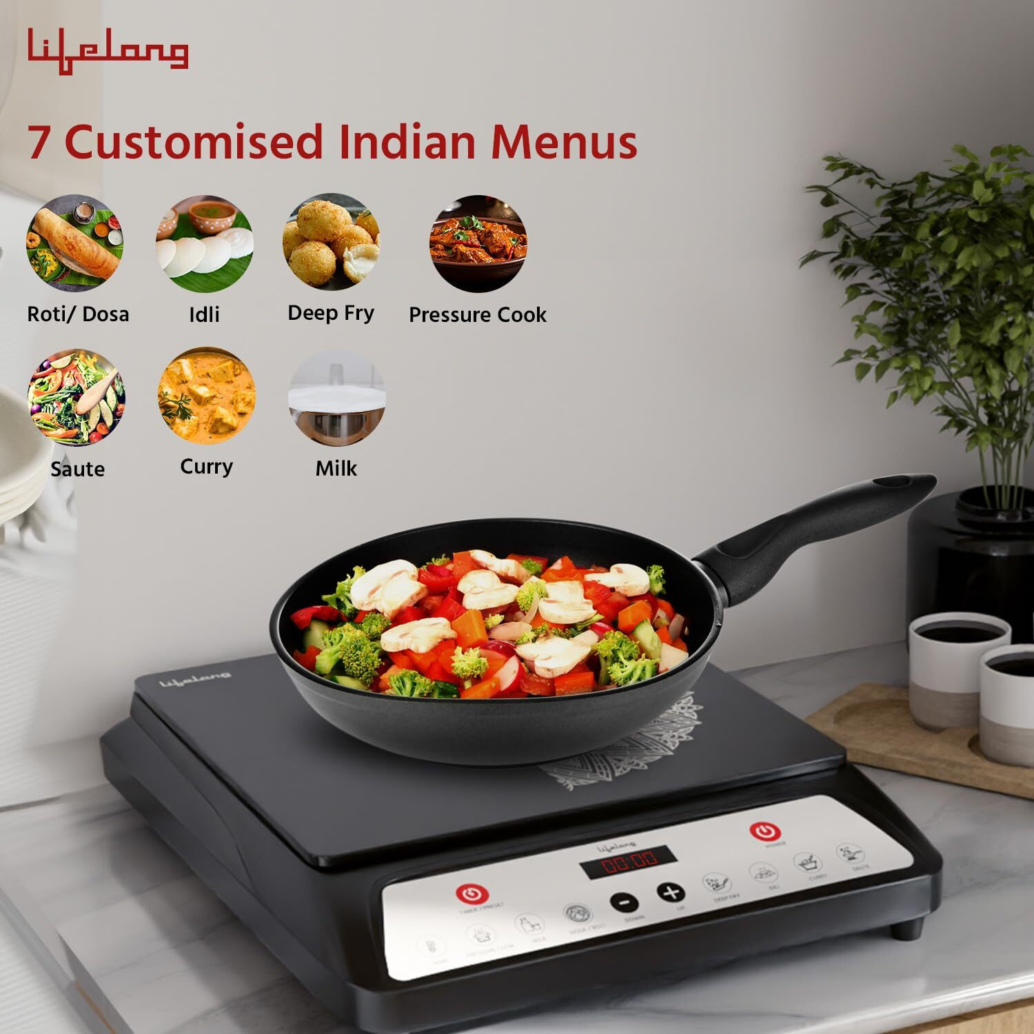 Image of Lifelong 1800 W Induction Cooktop Push Button