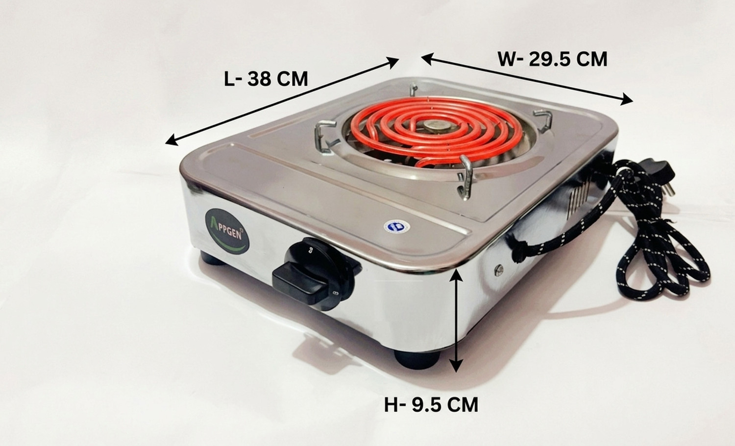 Image of APPGEN 2000 W Infrared Cooktop Push Button, Jog Dial