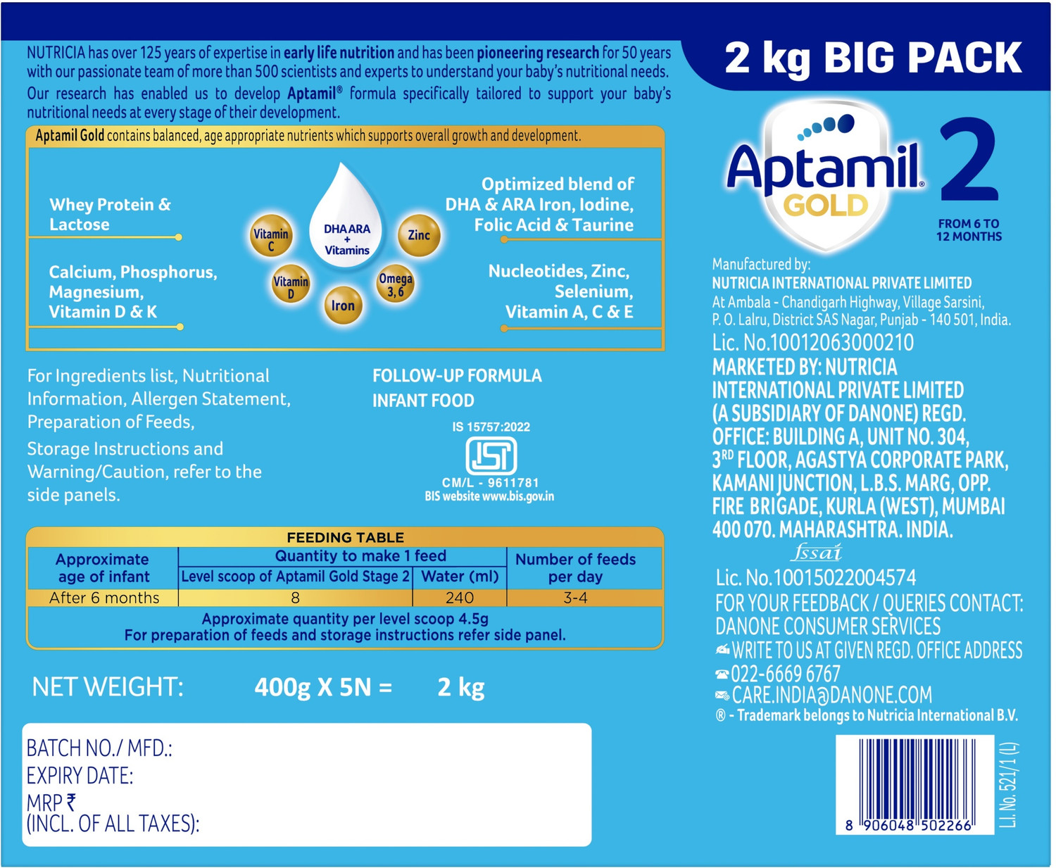 Image of Aptamil Gold Infant Formula Milk Powder for Babies - Stage 2 (6-12 months)