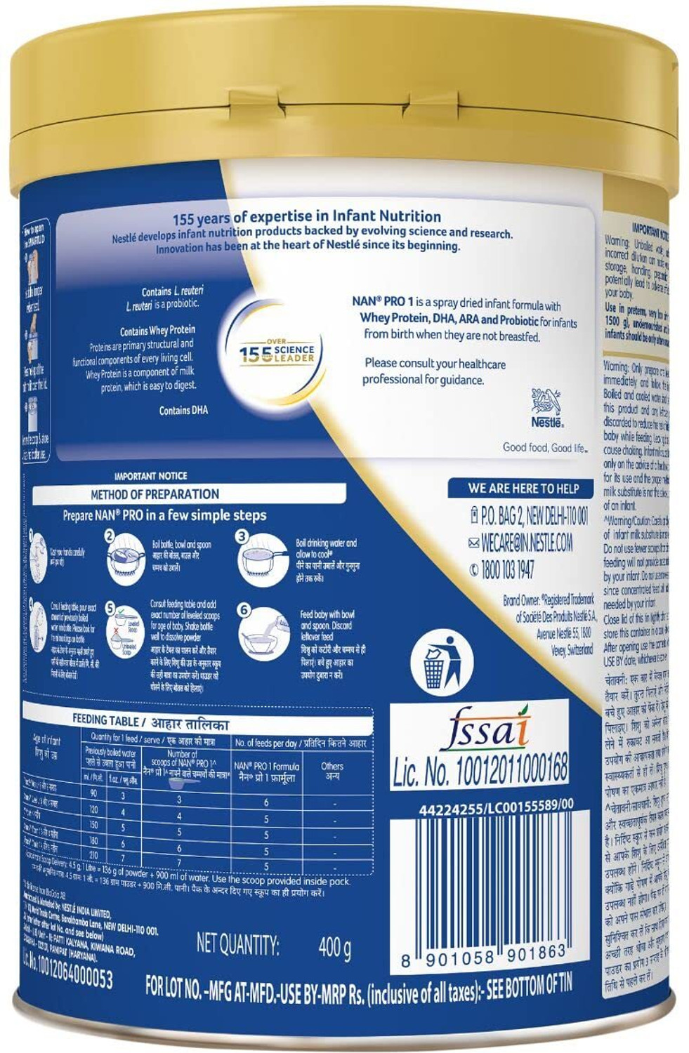 Image of Nestle Nan Pro 1 Infant Formula Powder Stage 1, Tin Pack Upto 6 Months