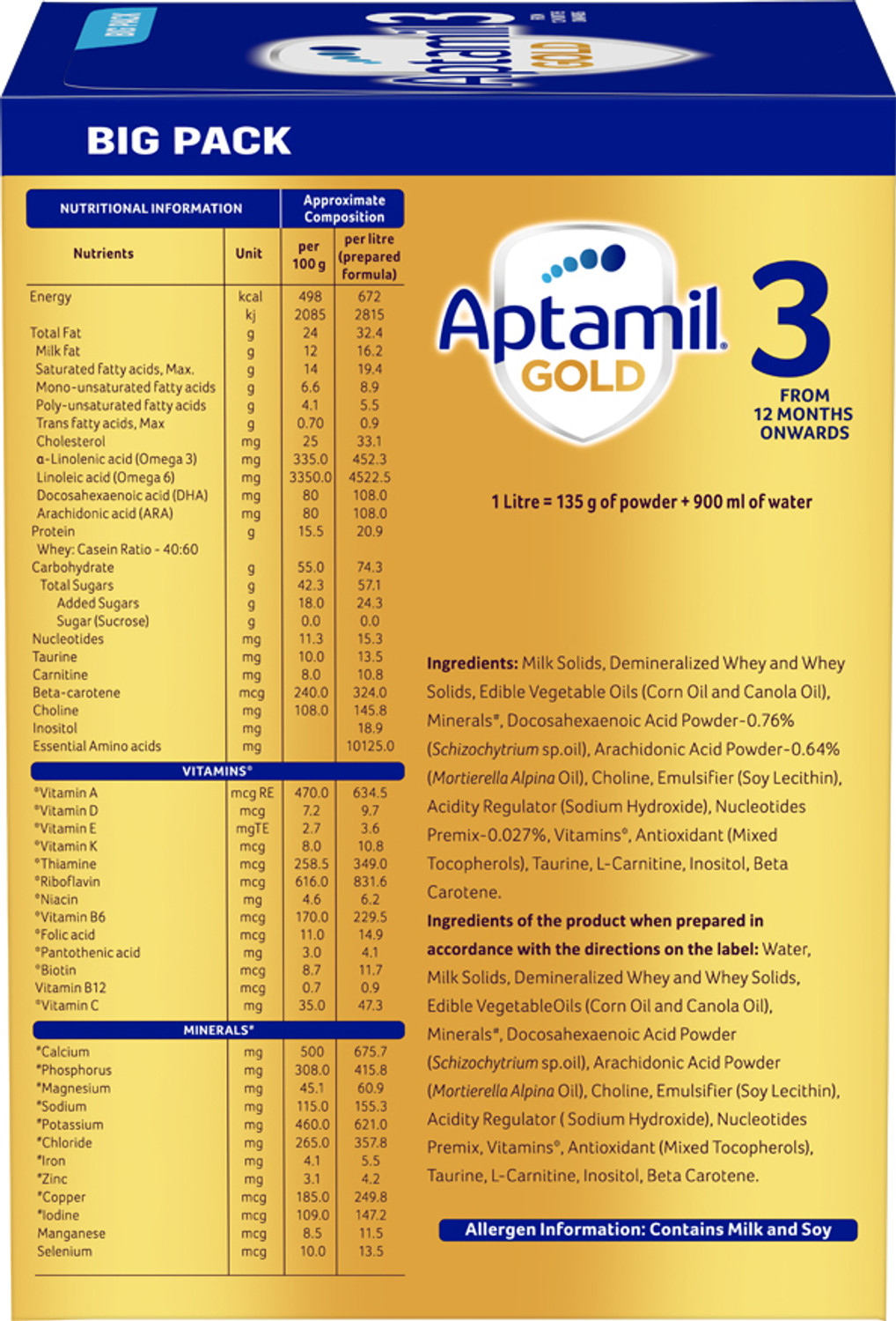 Image of Aptamil Infant Follow-Up Formula Powder Stage 3 (12+ Months) - Bag-In-Box