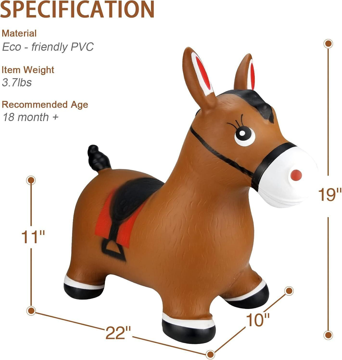 Image of Dwiza Enterprise Inflatable Jumping Horse Bouncing Horse Hopper Animal Toy for Kids Inflatable Inflatable Inflatable Toy Pump