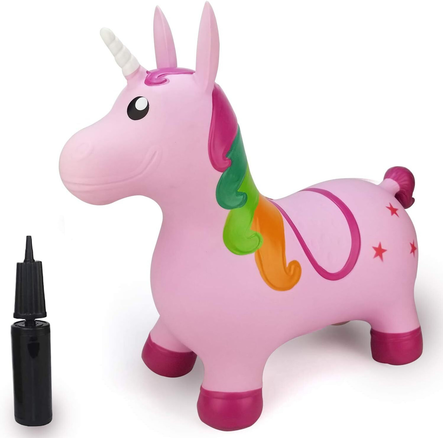 Image of Dwiza Enterprise Jumping & Riding Unicorn Bouncing Hopper Animal Toy for Kids Hoppers & Bouncer Inflatable Inflatable Toy Pump