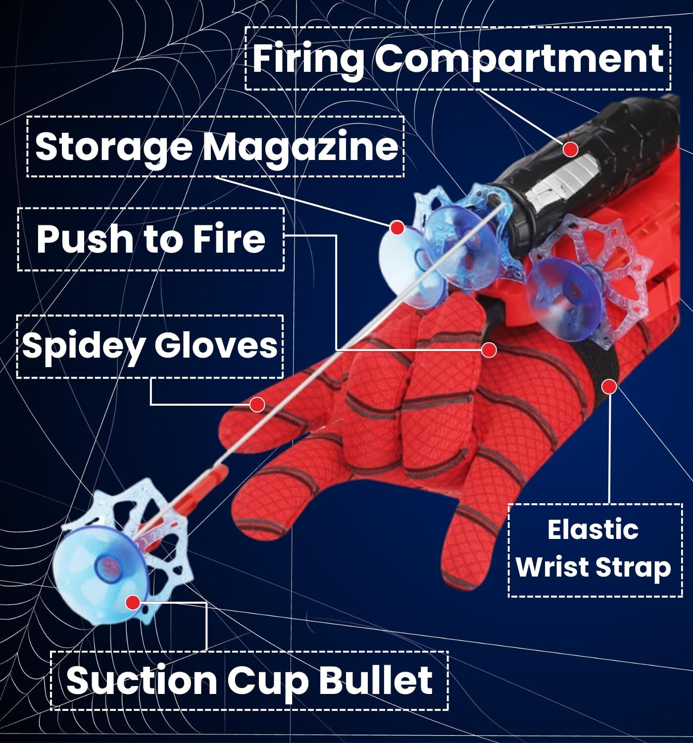 Image of BBBIKINI Spider Web Shooter Toys for Kids, Hero Launcher Wrist Toy Set, Spider-Man-C Inflatable Pool Accessory (Red)