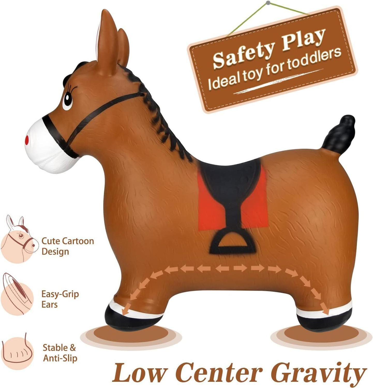 Image of Dwiza Enterprise Inflatable Jumping Horse Bouncing Horse Hopper Animal Toy for Kids Inflatable Inflatable Inflatable Toy Pump