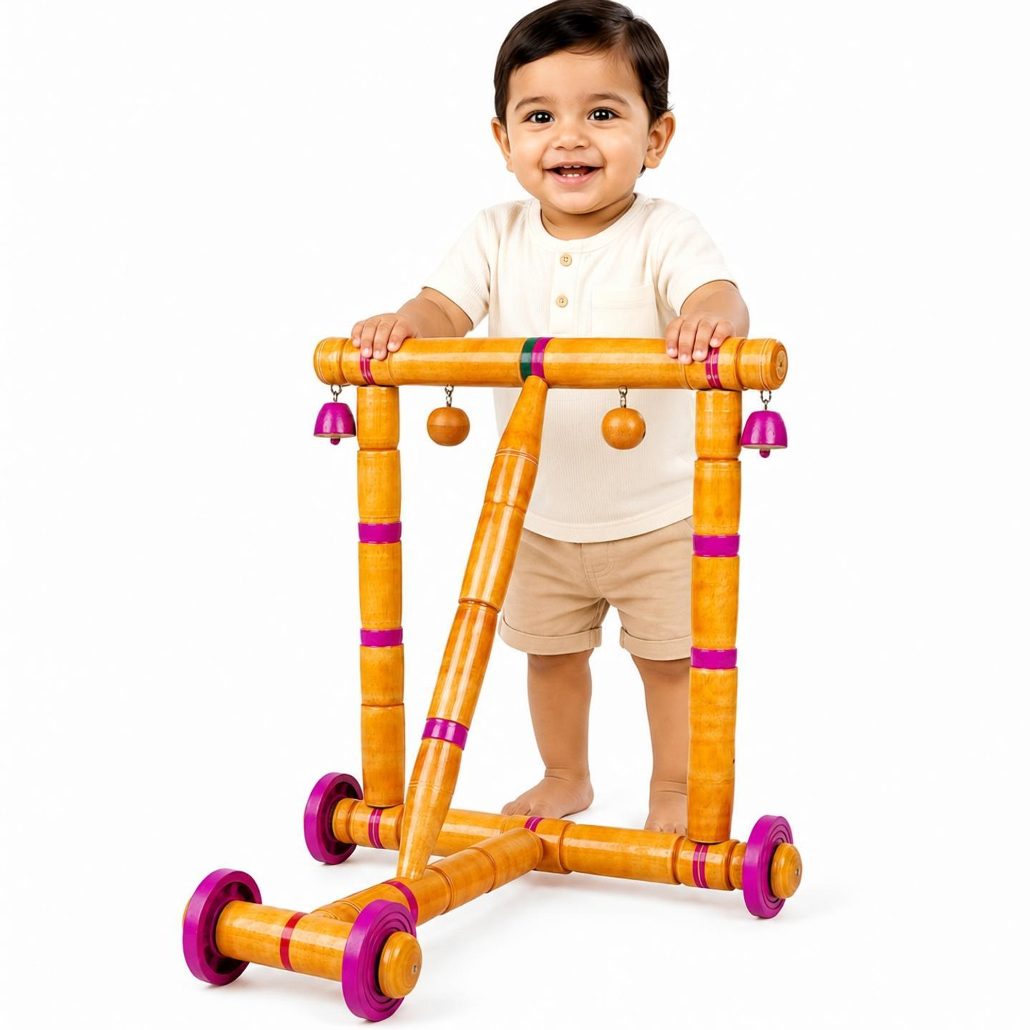 Image of APROAZIZ MLO Wooden Activity Baby Walker for Kids Yellow Inflatable Sofa / Chair