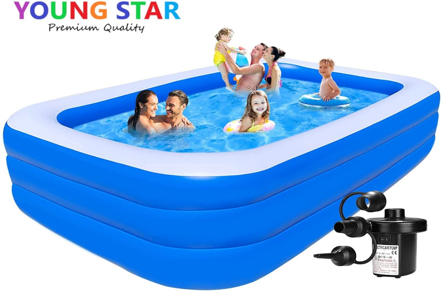 Image of ECOM BHARAT PREMIUM 10 Fts LENGTH AND 6 Fts WIDTH RECTANGULAR WATER SWIMMING POOL Inflatable Swimming Pool, Inflatable Toy Pump