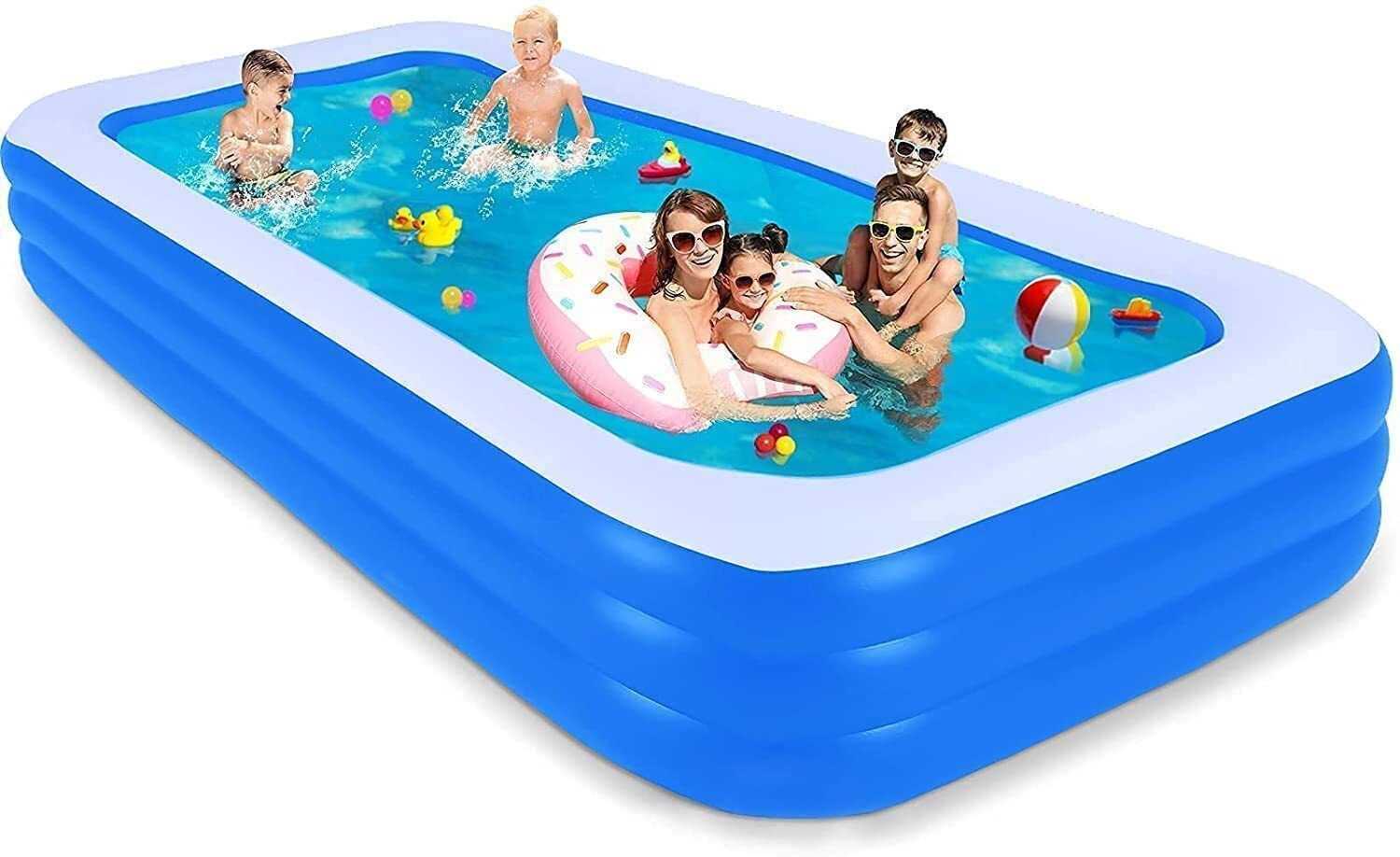 Image of EDENGLOW 10 FT. Bath tub for Baby Inflatable Rectangular Pool with Air Pump Family Pool Inflatable Swimming Pool