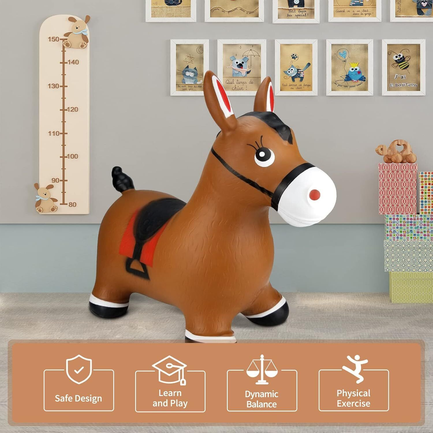 Image of Dwiza Enterprise Inflatable Jumping Horse Bouncing Horse Hopper Animal Toy for Kids Inflatable Inflatable Inflatable Toy Pump