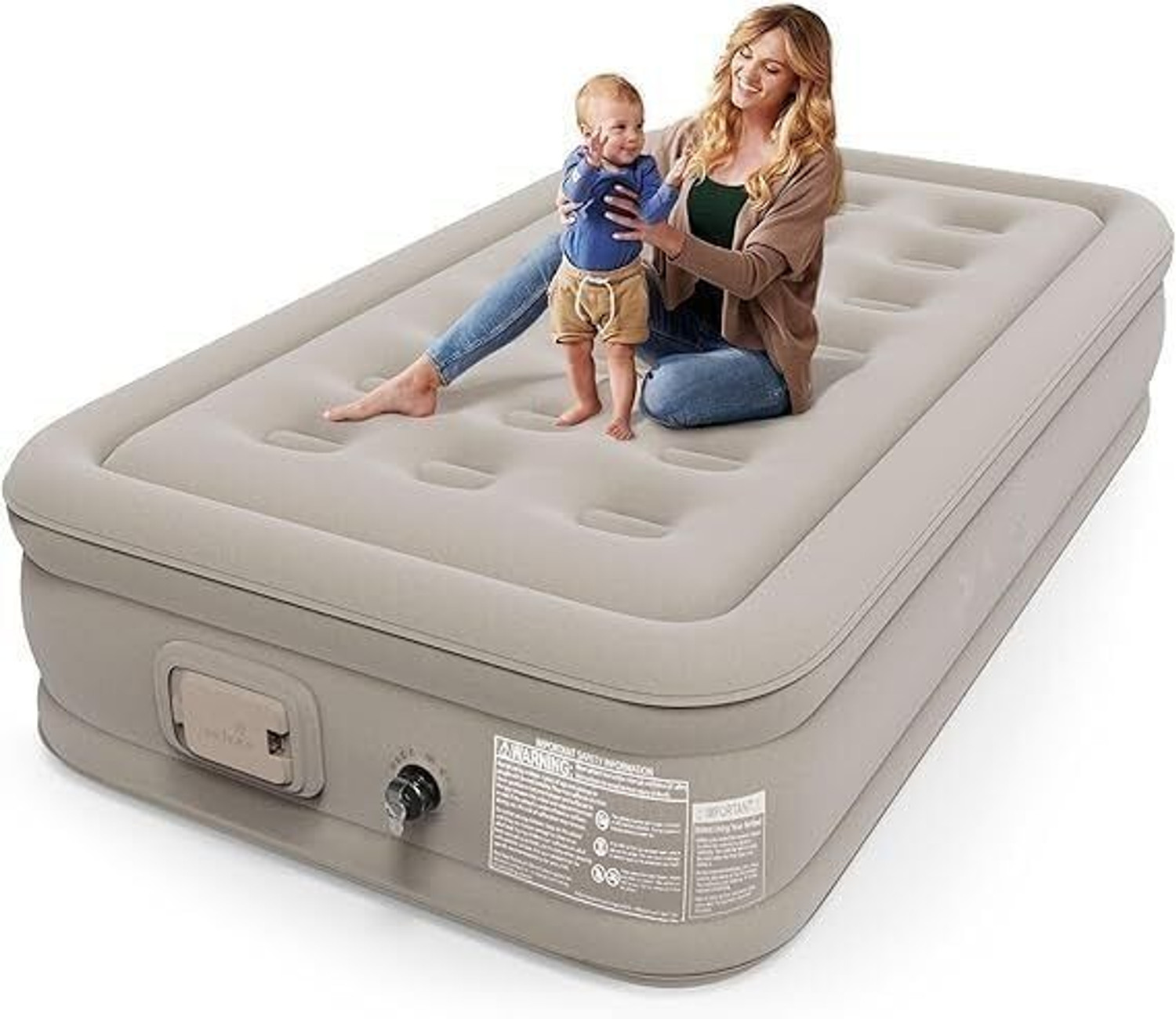 Image of RUMQOL Inflatable Blow Up Air Bed Mattress Sofa with Pump, Pillow & Storage Bag Inflatable Bed, Inflatable Toy Pump