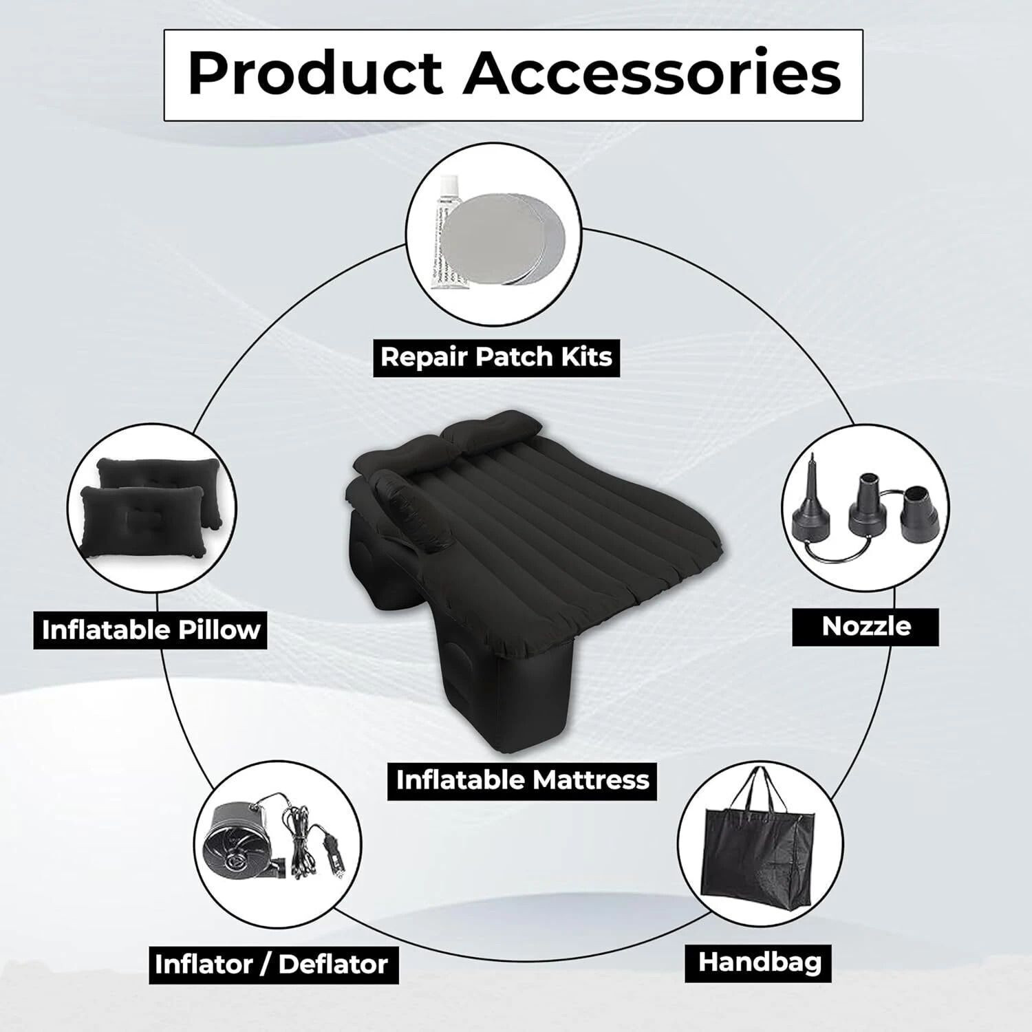Image of AYW Inflatablebed-Black-Baleno Black Car Bed Mattress for Rest,Travel, Car Back Seat Air Inflation Bed Universal Air Couch with Two Air Pillows, Car Air Pump and 1 Repair Kit For Baleno Universal For All Models Car Inflatable Bed