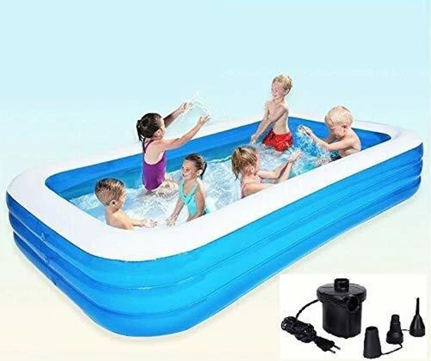 Image of Acqua Scape Inflatable Bath Tubs for Adults Spa Swimming Bath Tub with Pump 8.5 Feet Blue Inflatable Swimming Pool