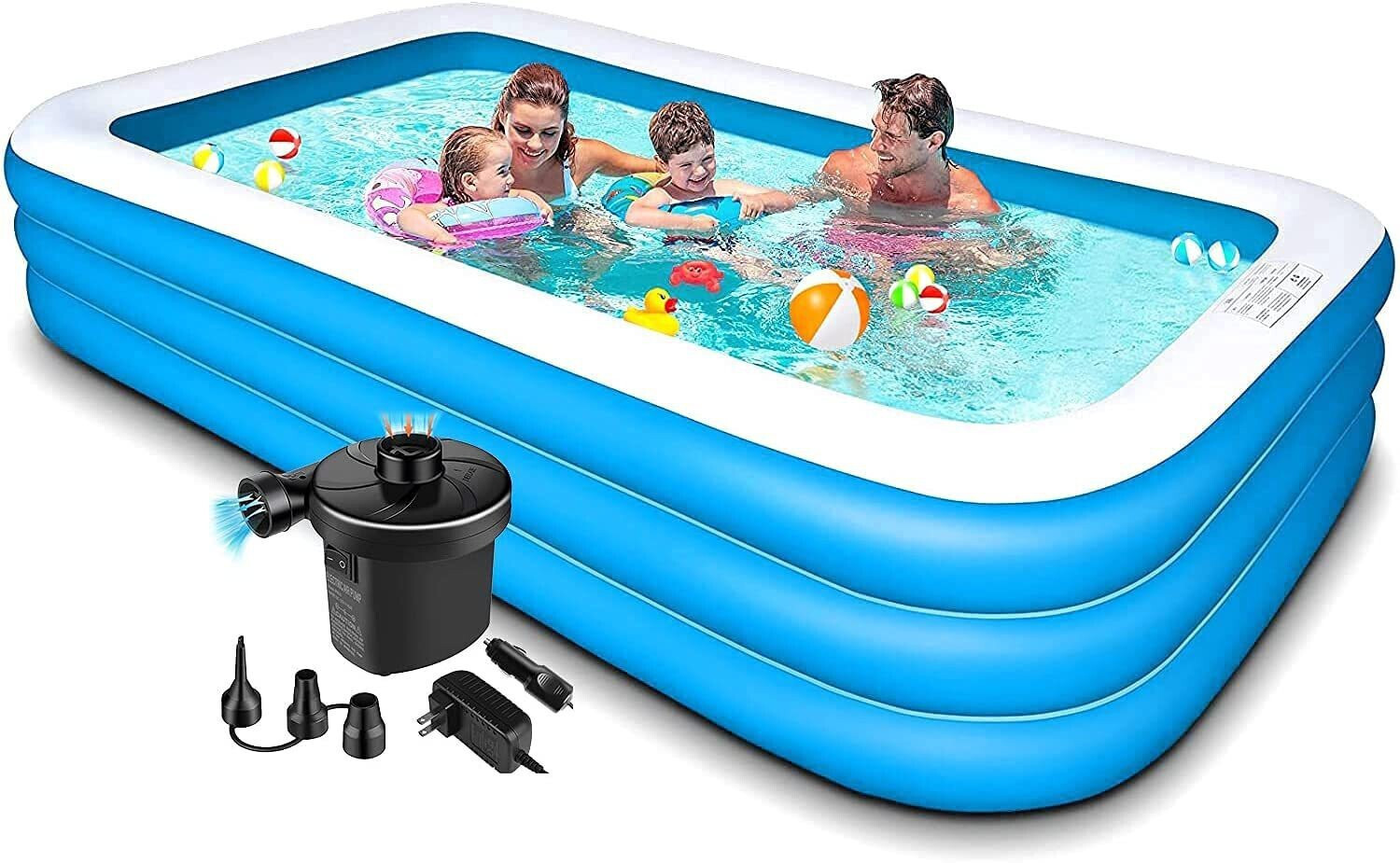 Image of Acqua Scape Inflatable Bath Tubs for Adults Spa Swimming Bath Tub with Pump 8.5 Feet Blue Inflatable Swimming Pool