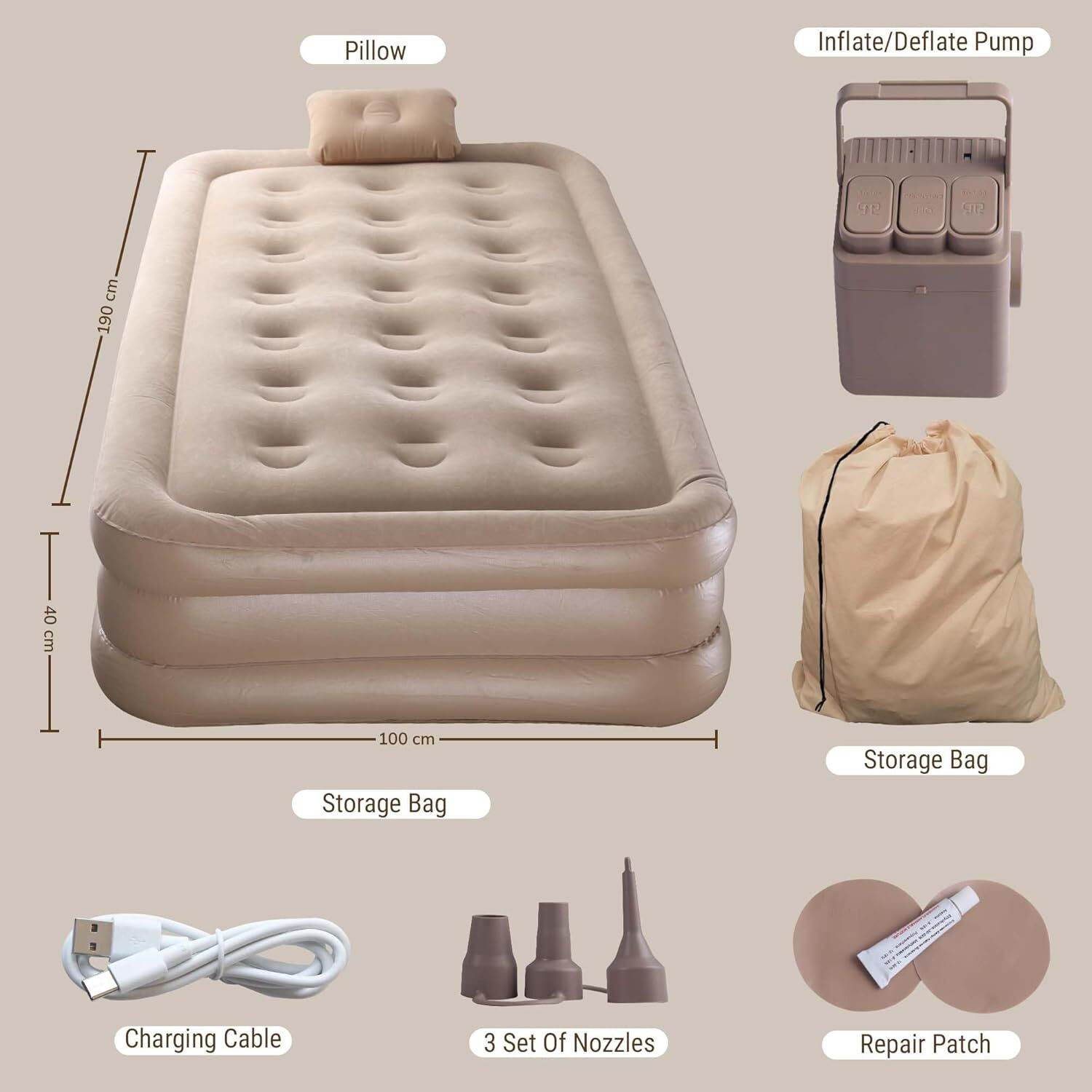 Image of VYNEX TravelRest Inflatable Air Bed Inflatable Bed