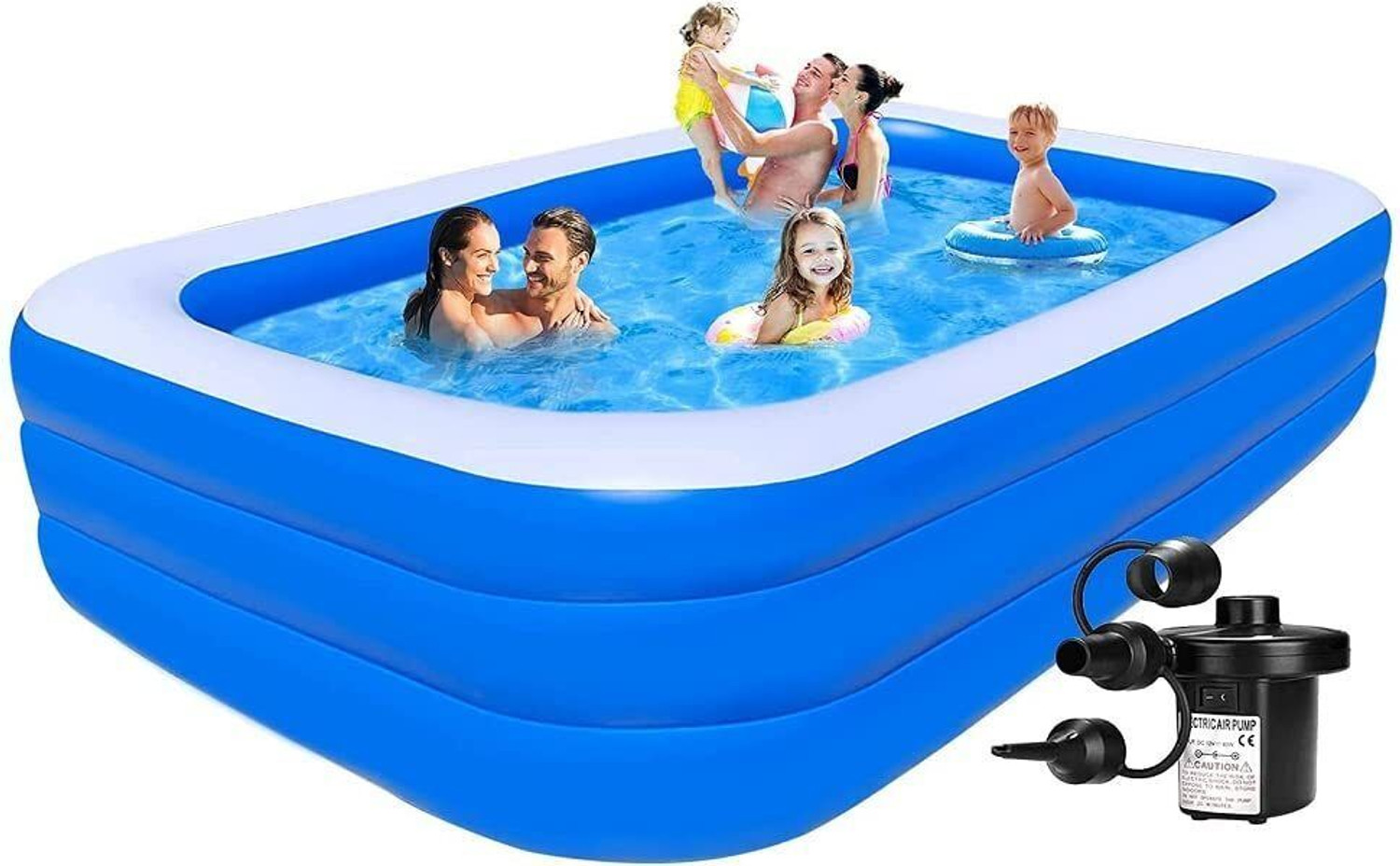 Image of EDENGLOW 10 FT. Bath tub for Baby Inflatable Rectangular Pool with Air Pump Family Pool Inflatable Swimming Pool