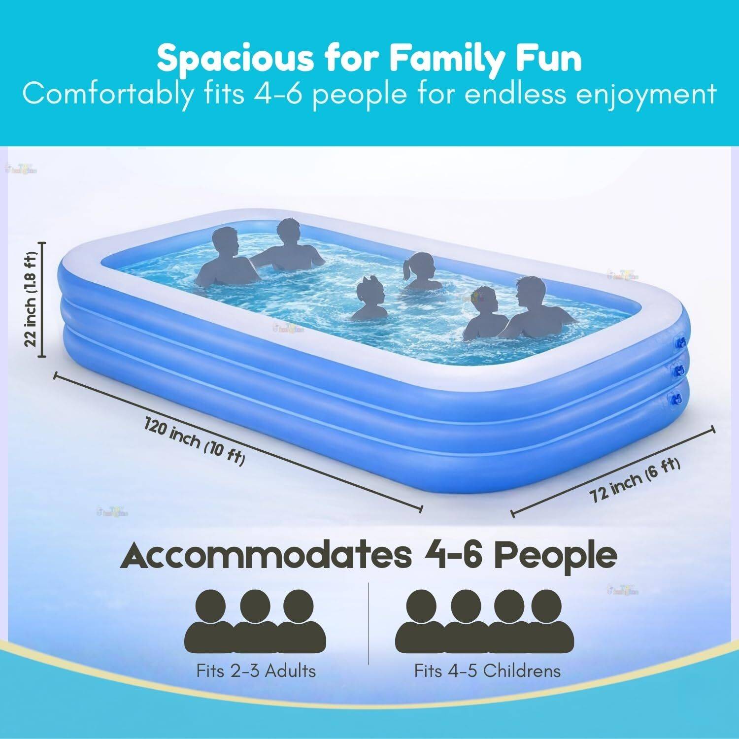 Acqua 10 Feet Inflatable Swimming Pool - Image 2