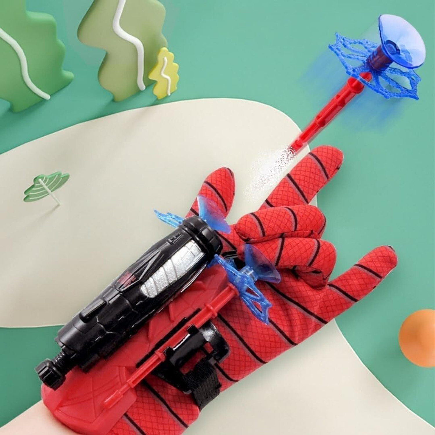 Image of BBBIKINI Spider Web Shooter Toys for Kids, Hero Launcher Wrist Toy Set, Spider-Man-C Inflatable Pool Accessory (Red)
