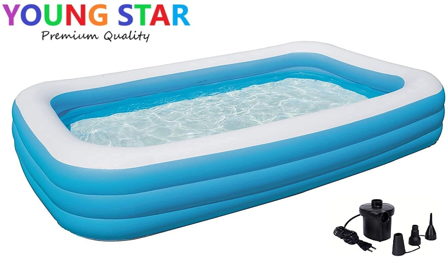 Image of ECOM BHARAT PREMIUM 10 Fts LENGTH AND 6 Fts WIDTH RECTANGULAR WATER SWIMMING POOL Inflatable Swimming Pool, Inflatable Toy Pump