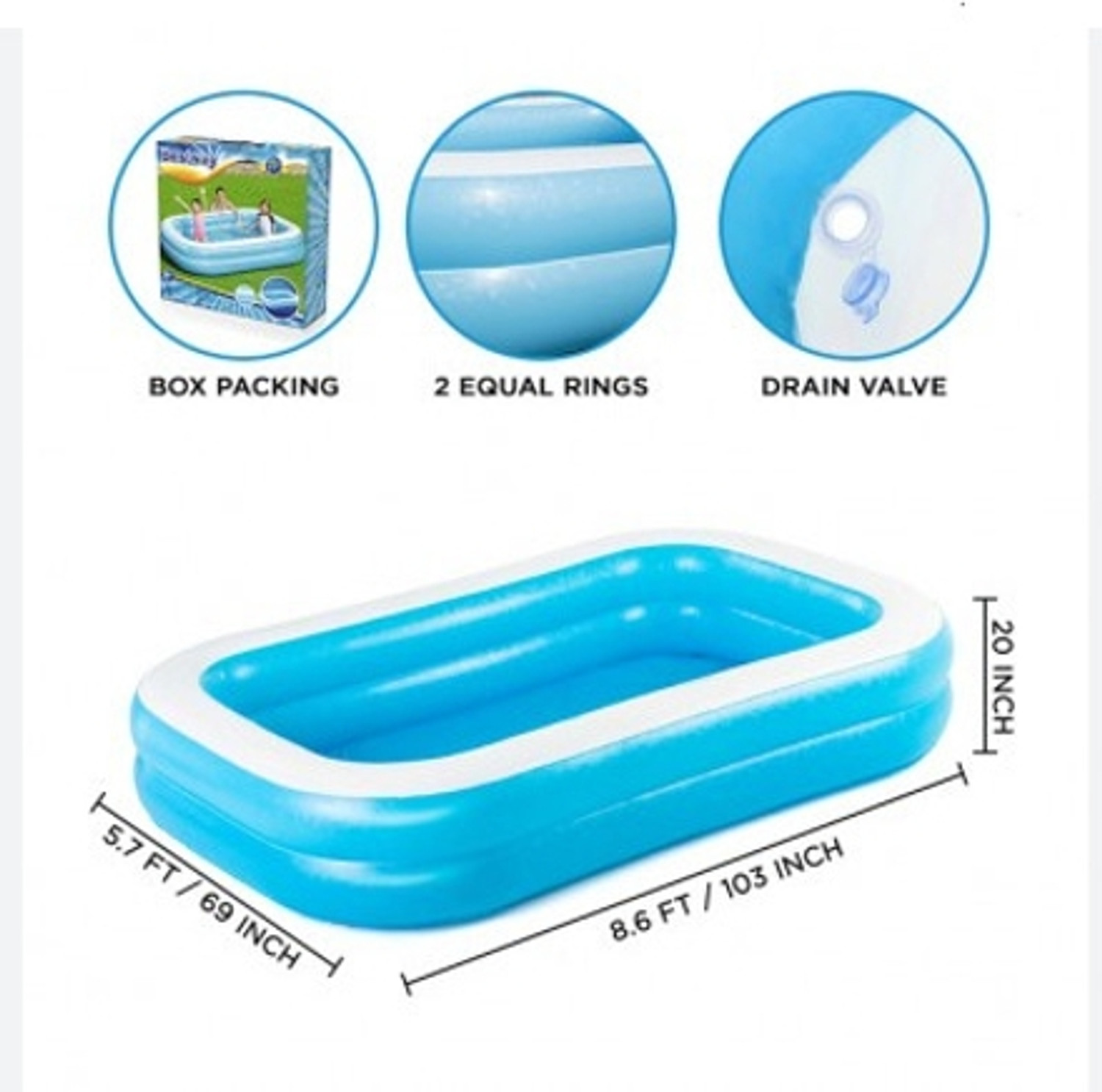 Image of HornFlow 8.7 Swimming Bath Tub(IND*9677123) with Free Electric pump Inflatable Swimming Pool