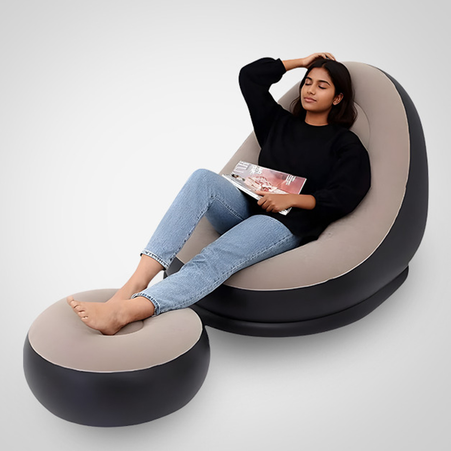 Image of casezy Relaxo Air Series PVC 1 Seater Inflatable Sofa