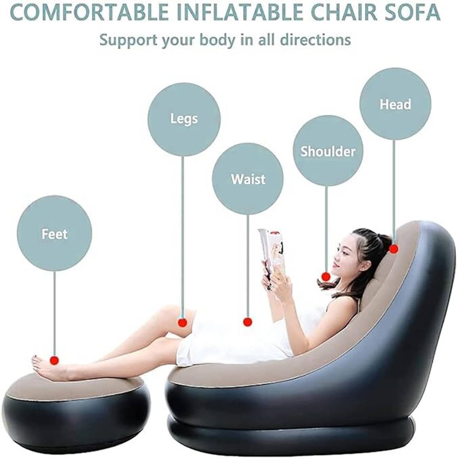 ERATH 2-in-1 Folding Portable Recliner Sofa - Image 4