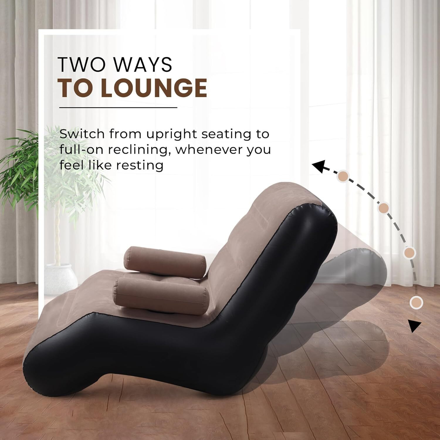 Image of MENDAPARA SALES Inflatable Sofa Chair Folding Lounge Bed Set Portable Recliner with Air Pump Polyester 1 Seater Inflatable Sofa