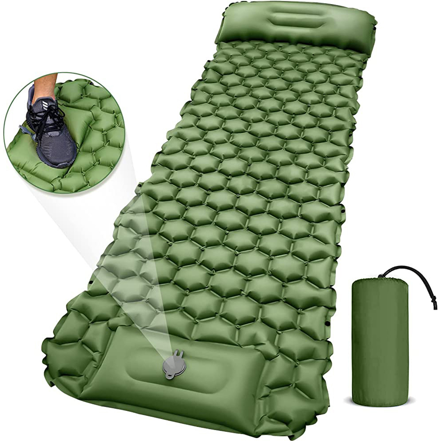 Image of PROBEROS Air Mattress with Pillow and Built-in Foot Pump, Portable Folding Sleeping Bed NA 1 Seater Inflatable Sofa