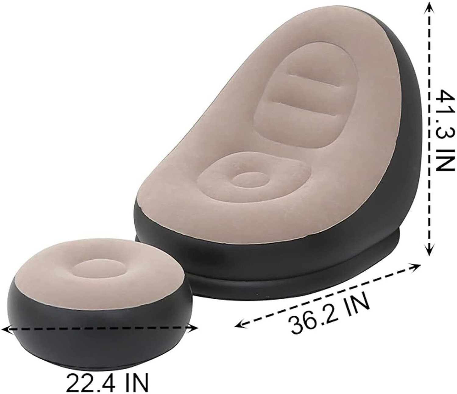 Image of ERATH 2-in-1 Folding Portable Recliner Sofa for Indoor Living Room, Bedroom, Office Polyester 2 Seater Inflatable Sofa