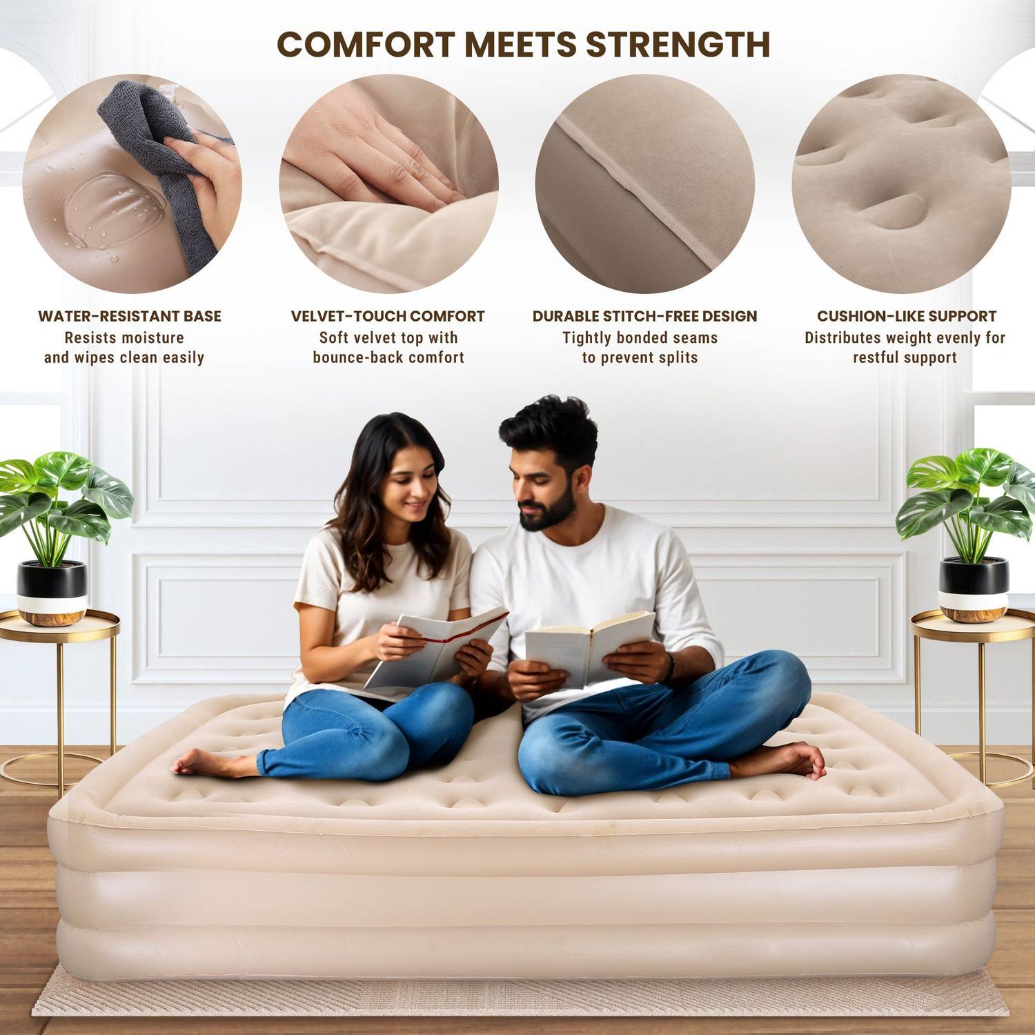 Spotview Air Mattress with Built-in Pump, Double Size - Image 3