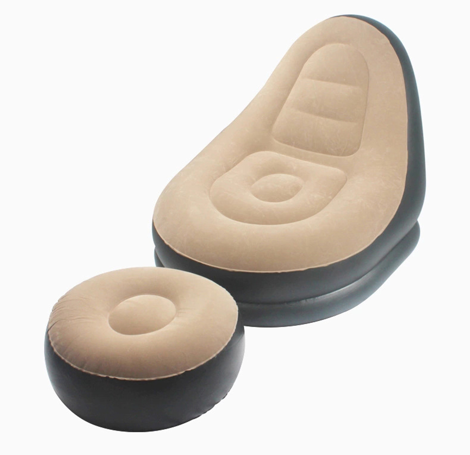 Image of Cs Universal Import Exp Inflatable Air Sofa Chair with Footstool for Living Room & Bedroom PVC 1 Seater Inflatable Sofa