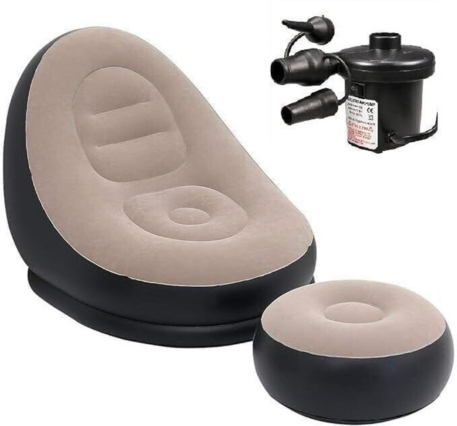 Image of ShopNetic Shopnetic | Inflatable Lounger Set 2-in-1 Sofa Chair with Footstool Micro Fiber 2 Seater Inflatable Sofa
