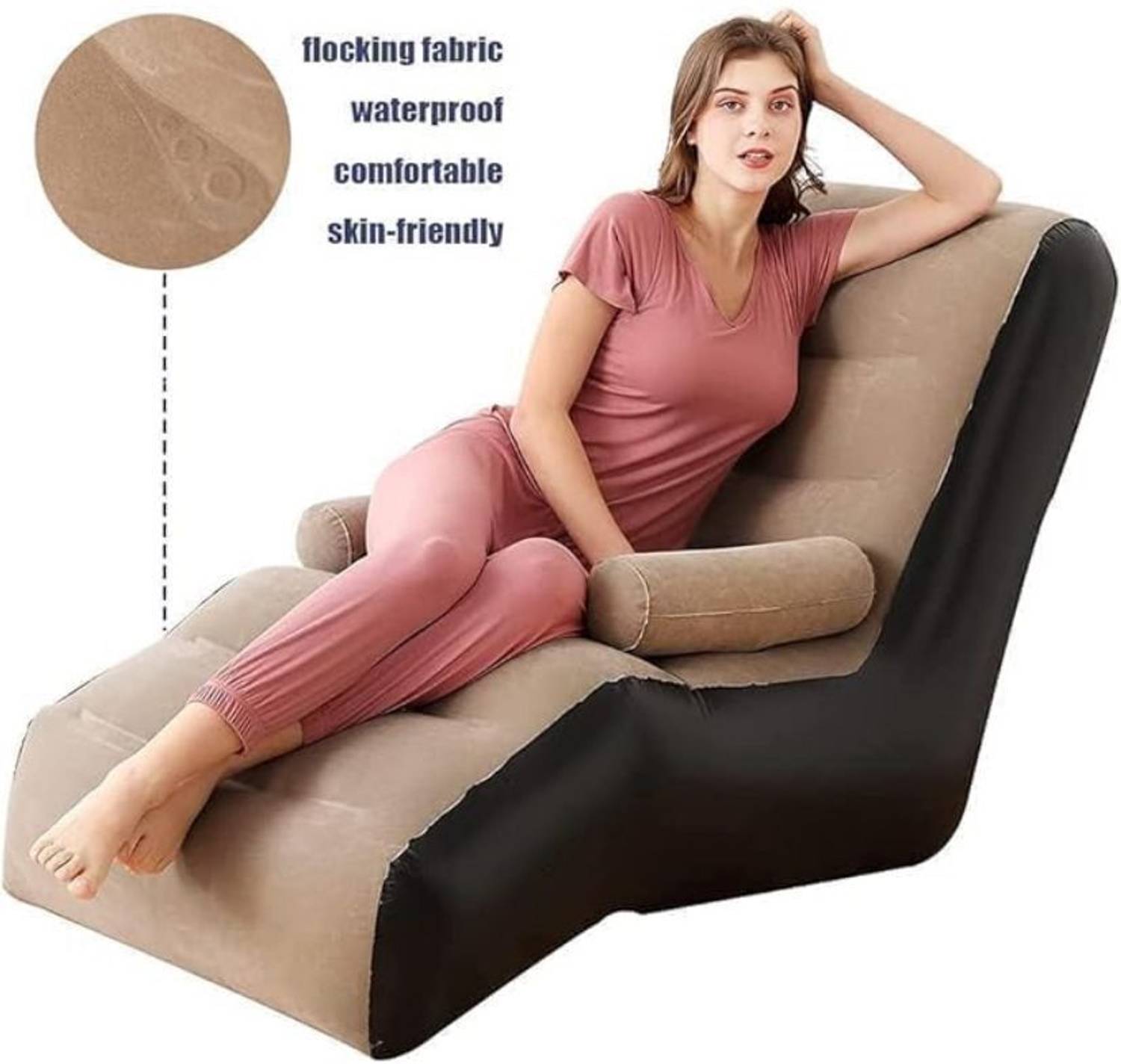 Aasha PVC 1 Seater Pink Inflatable Sofa - Image 5