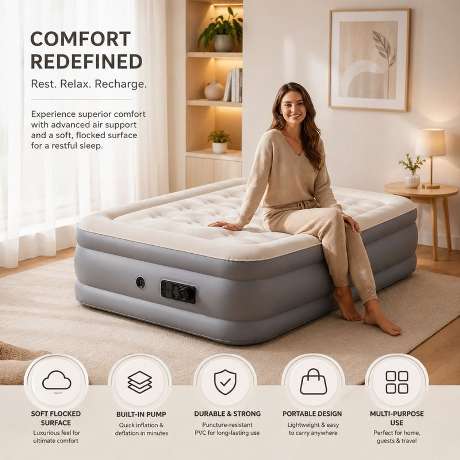Image of UNIKEY Luxury Rest Leatherette 1 Seater Inflatable Sofa