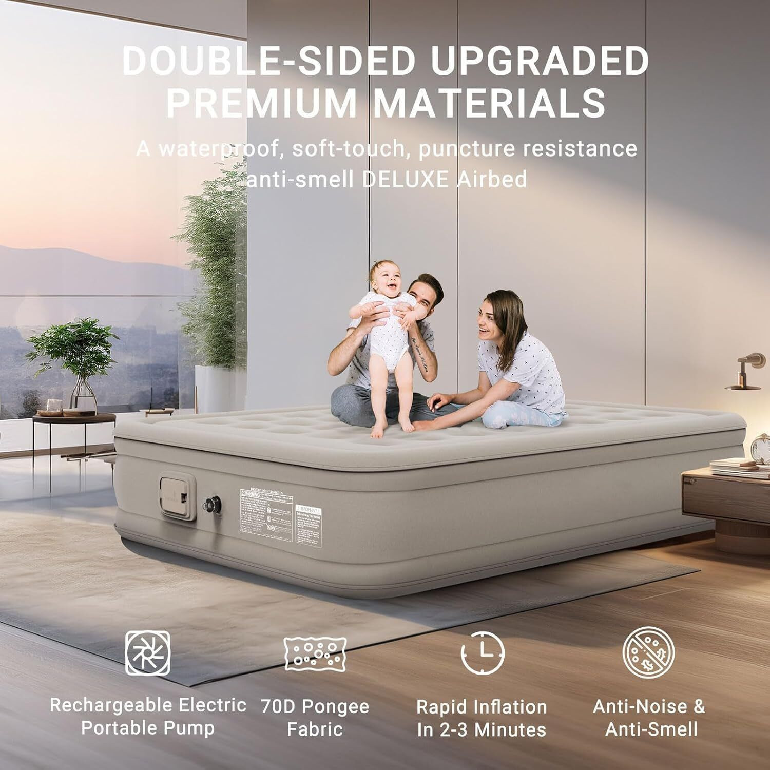 Image of godglow Single Bed cum 3 Seater Sofa Leatherette 3 Seater Inflatable Sofa