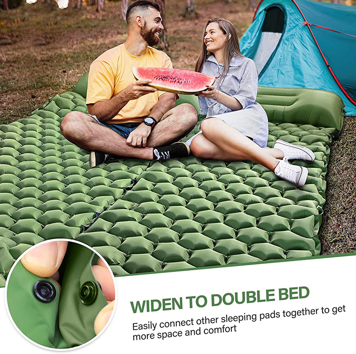 Image of PROBEROS Air Mattress with Pillow and Built-in Foot Pump, Portable Folding Sleeping Bed NA 1 Seater Inflatable Sofa