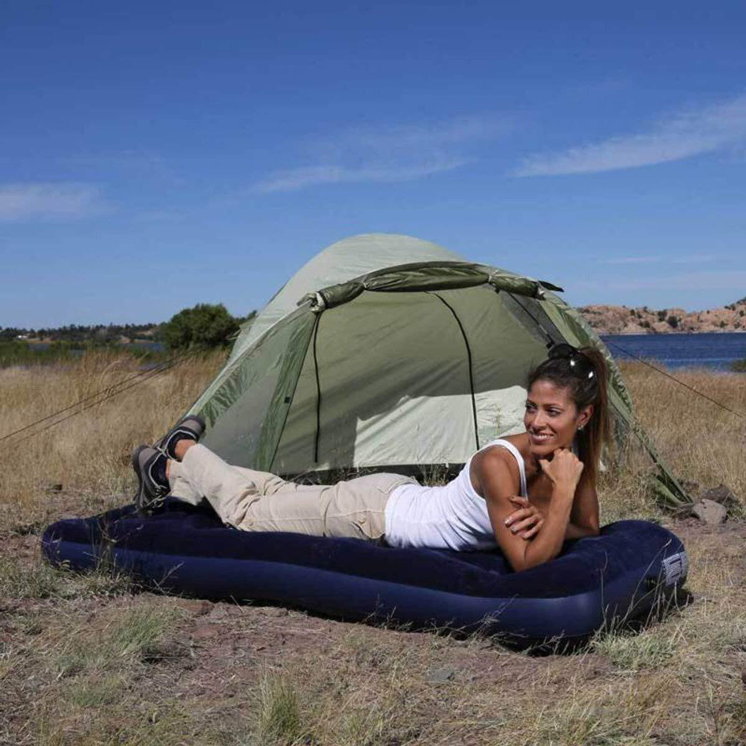 Image of GTC Inflatable Air Chair with Footrest Stool Furniture Vinyl 1 Seater Inflatable Sofa