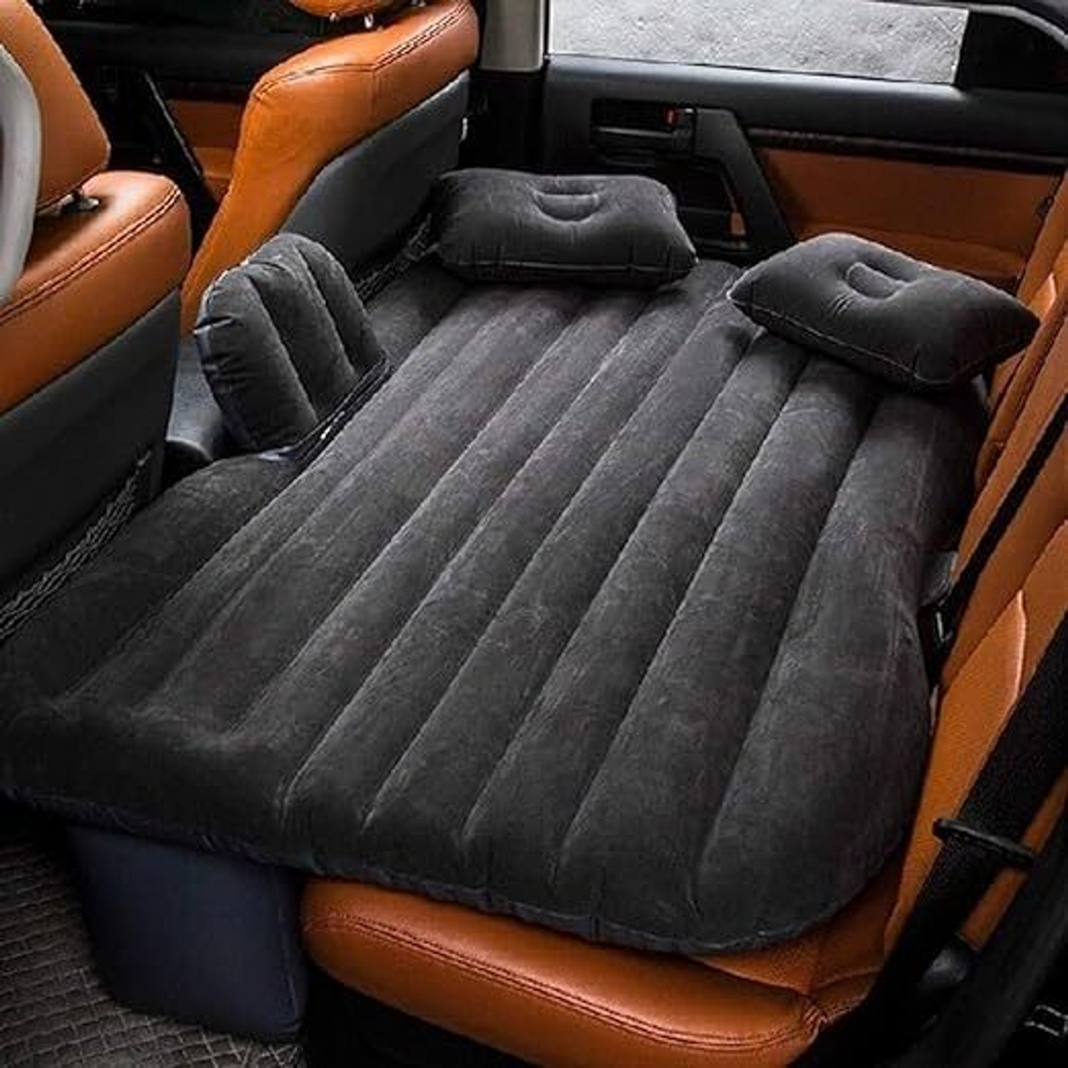 Image of Spotview Multifunctional Inflatable Car Bed Mattress with Two Air Pillows Polyester 2 Seater Inflatable Sofa
