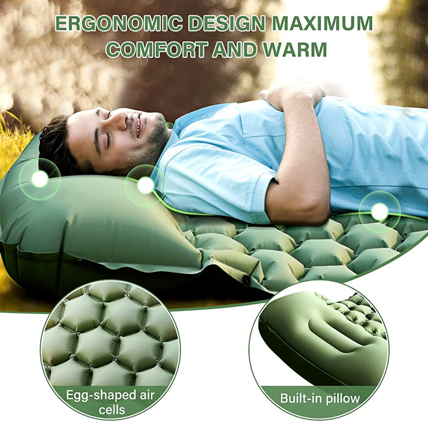 Image of PROBEROS Air Mattress with Pillow and Built-in Foot Pump, Portable Folding Sleeping Bed NA 1 Seater Inflatable Sofa