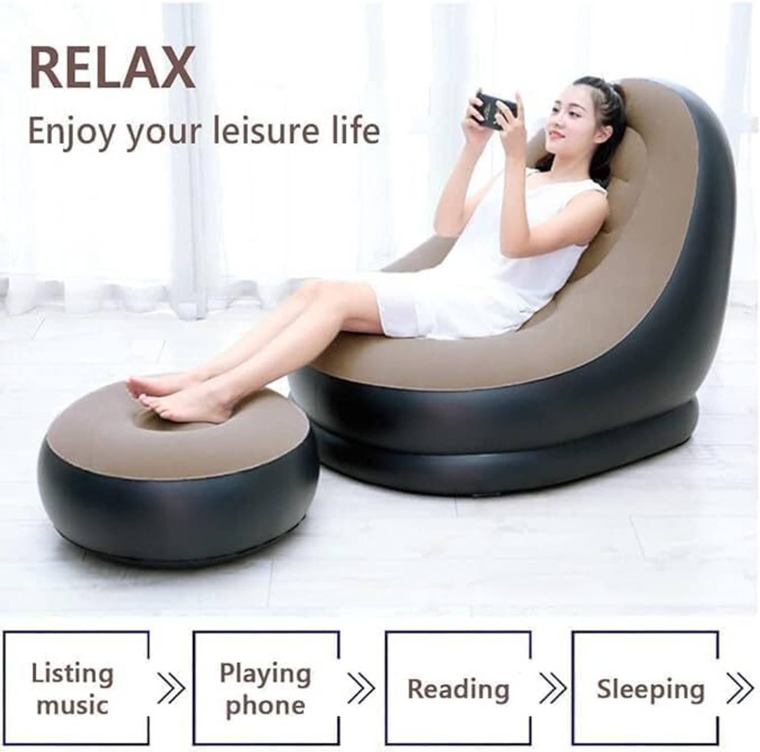 BRIGHTECOM 3 Seater Inflatable Sofa White - Image 3