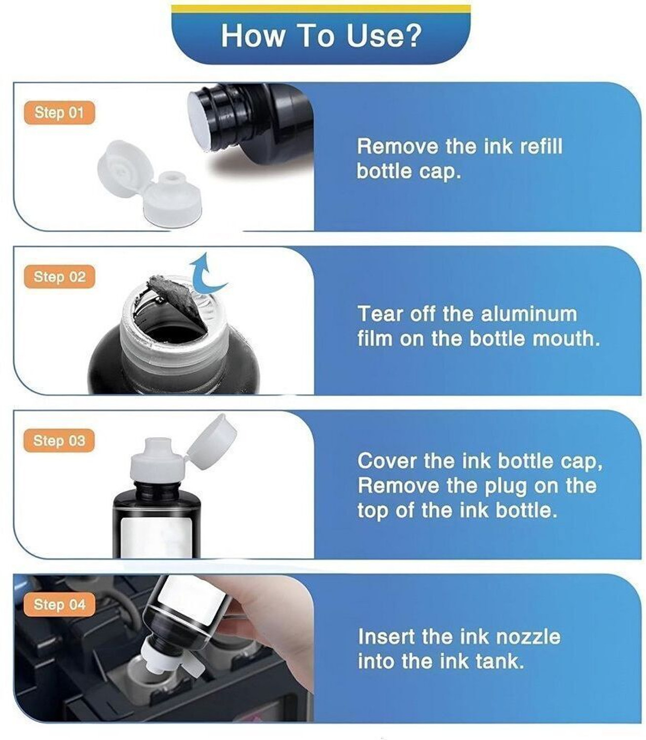 Image of salaar GT51 /53XL Compatible Refill Ink Use for HP 310,315,319,410,415,419,GT5810,GT5821 Black - Twin Pack Ink Bottle