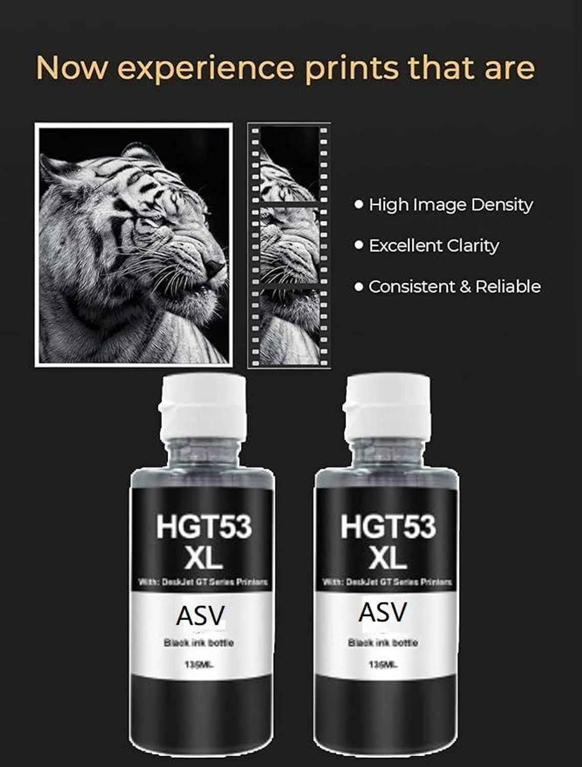 Image of ASV GT51 /GT53 XL smart tank printer 581,210,525,520,521,585,580,670,530,675,720,750 Black Ink Bottle