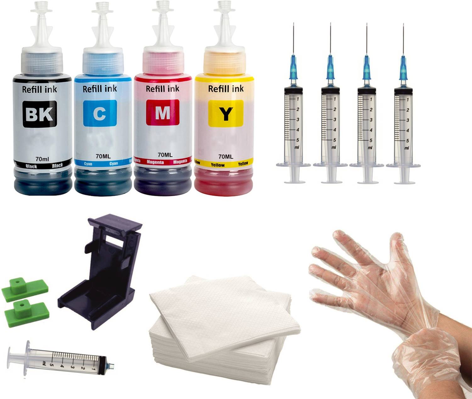HYNEAR Refill Kit For E3370 , TS3370S Printer Ink Cartridge- PG-745 - CL746 full set 1 Black + Tri Color Combo Pack Ink Bottle
